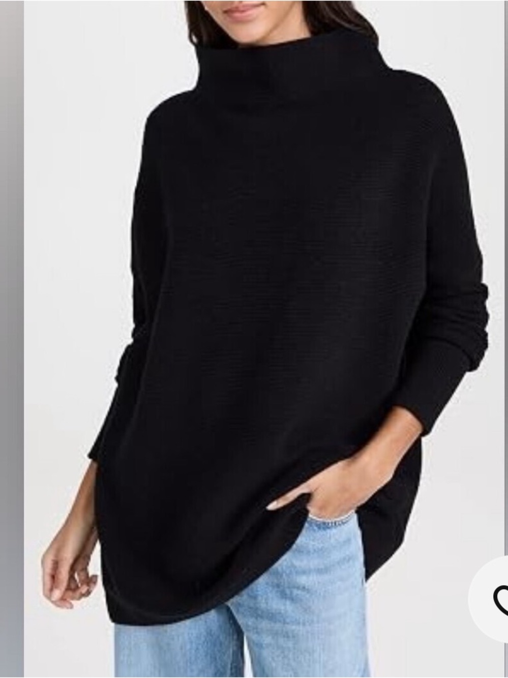 Free People Softly Structured Tunic black ribbed turtleneck sweater S